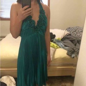Emerald green halter dress