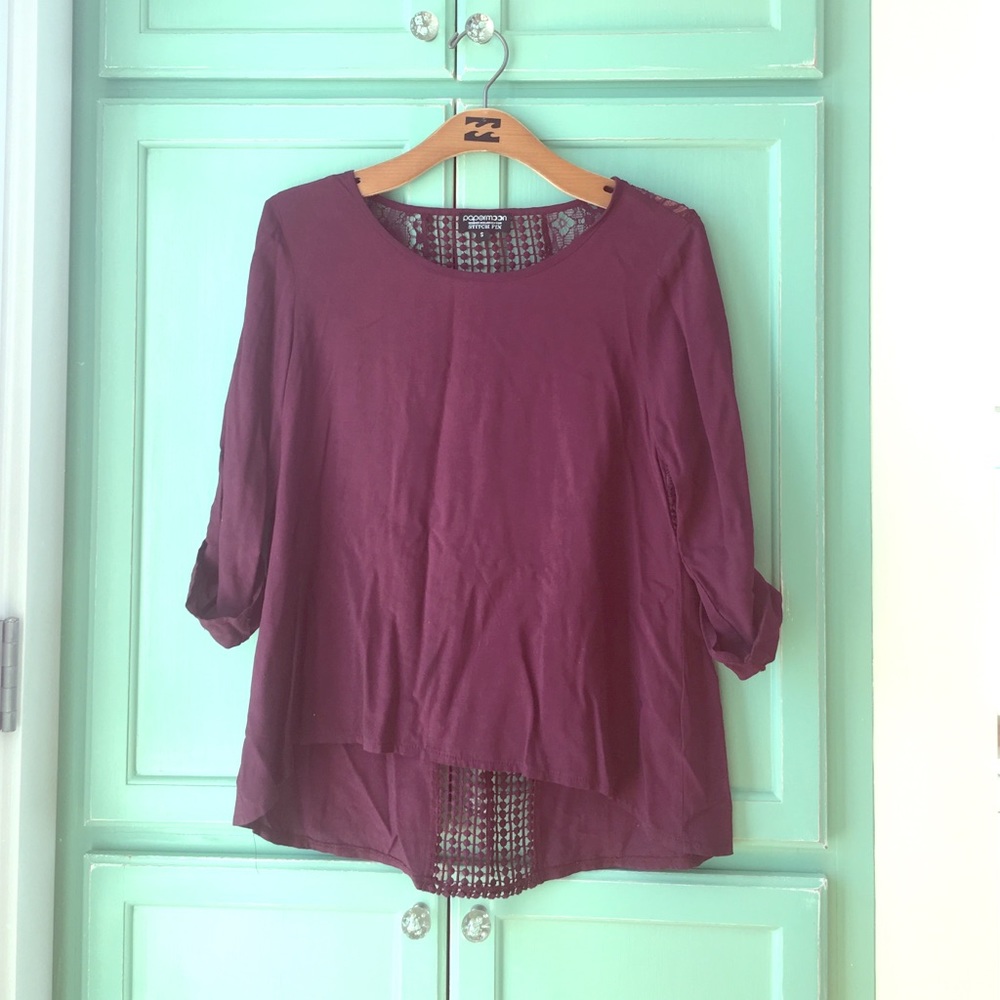 Papermoon Hi Lo Crochet Back Blouse - S