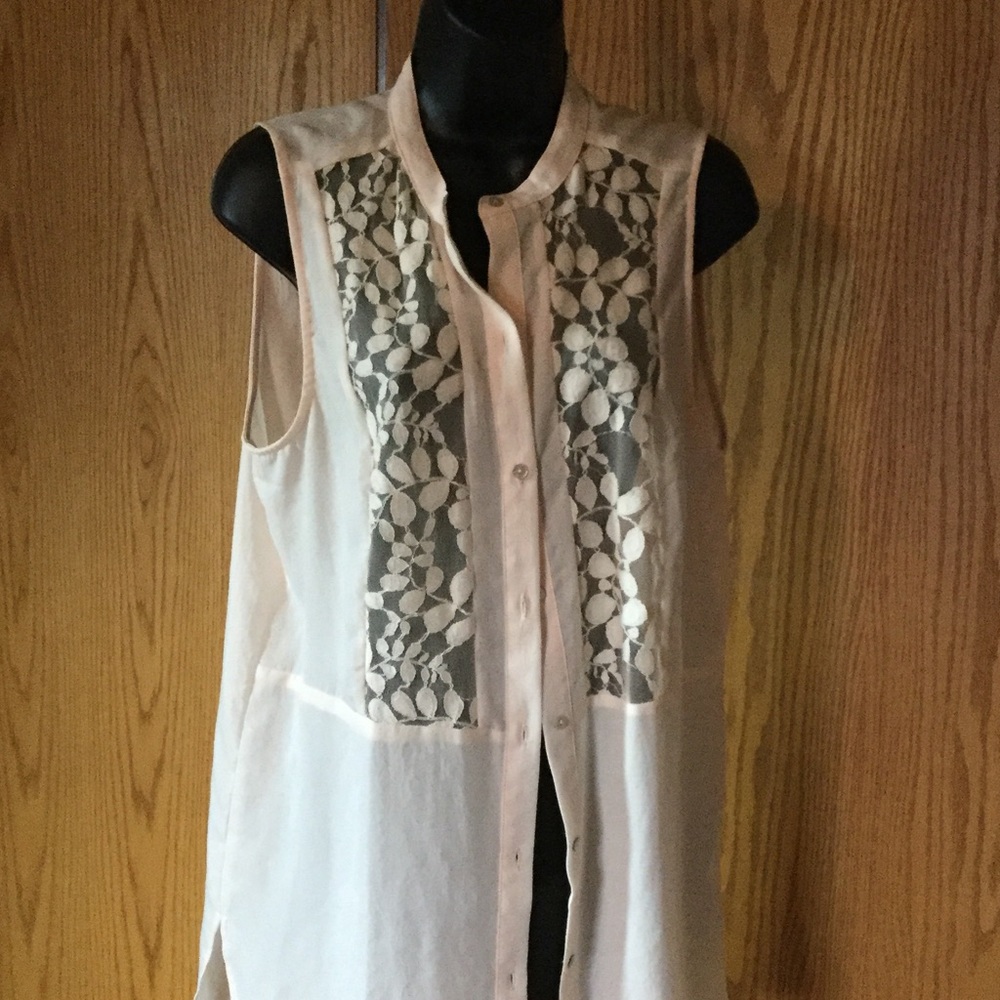 Pale pink button down blouse