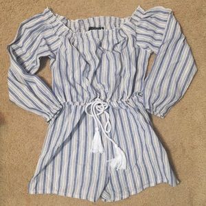 NWT Nautical Striped off the shoulder  Romper