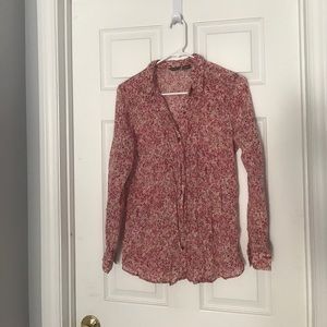 Pink floral button down