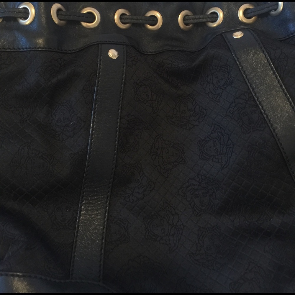 Authentic Black Versace Drawstring Handbag - image 5