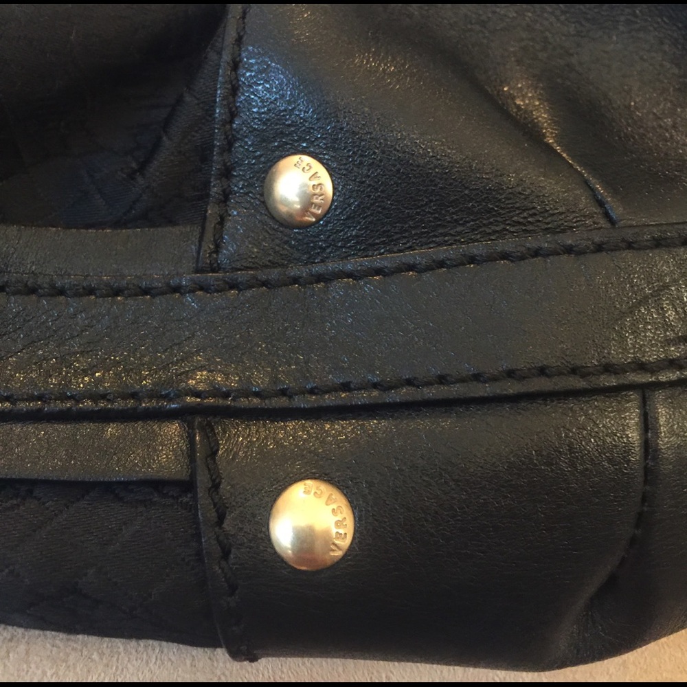 Authentic Black Versace Drawstring Handbag - image 6