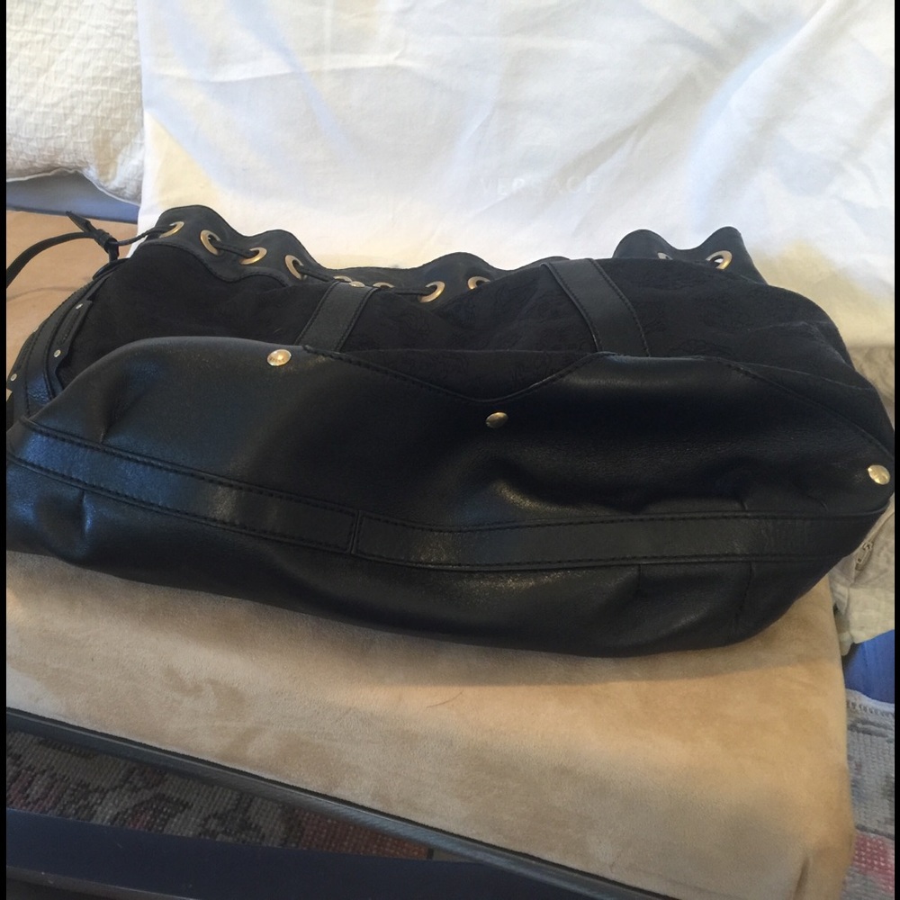 Authentic Black Versace Drawstring Handbag - image 7