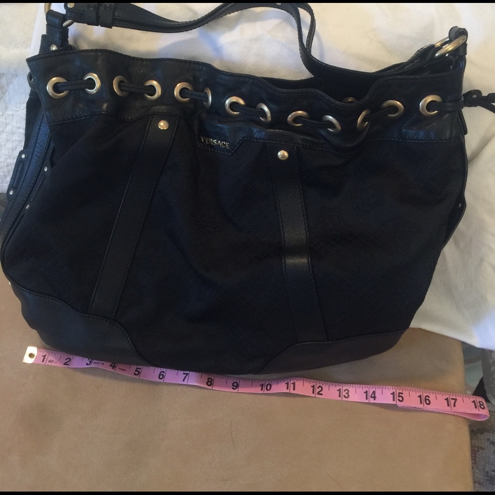 Authentic Black Versace Drawstring Handbag - image 8