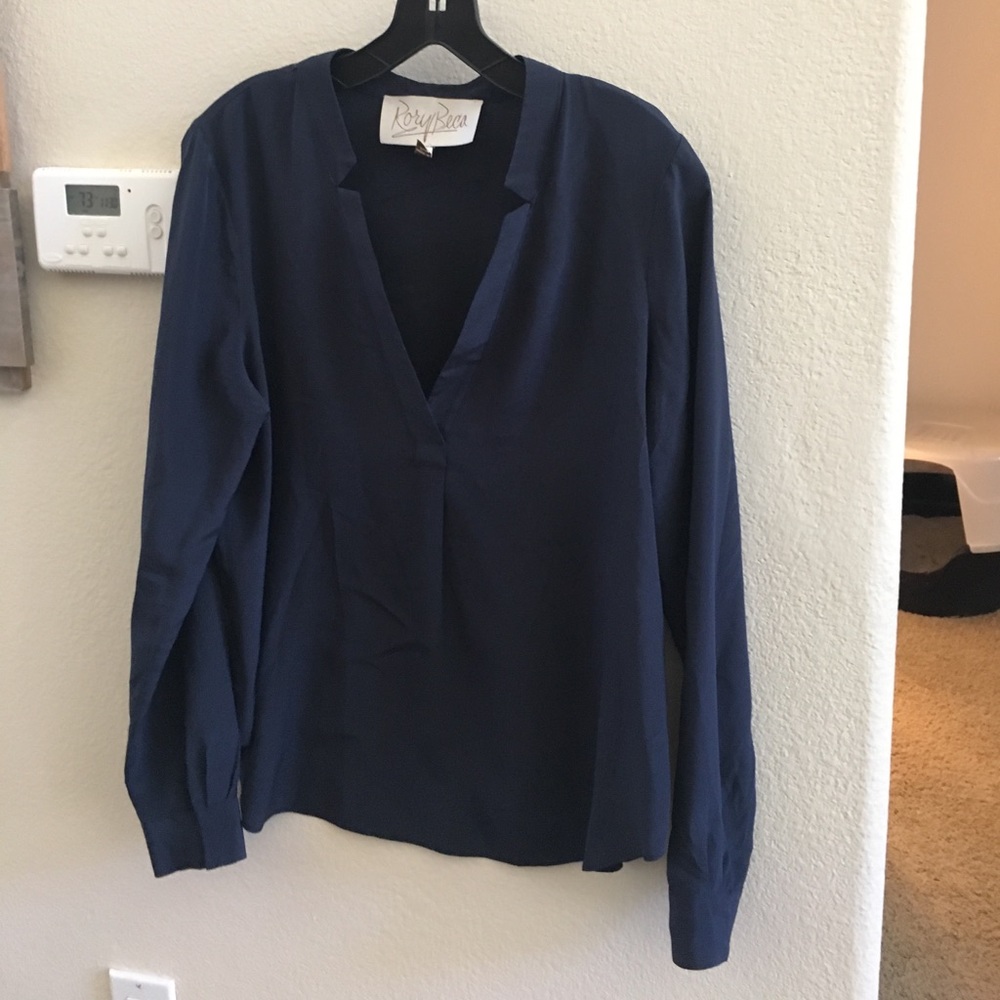 Navy silk blouse