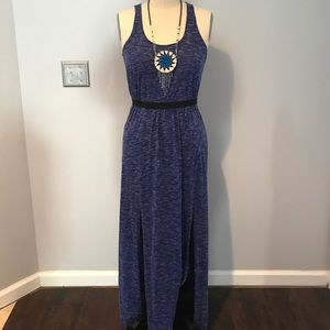 Eyeshadow heather blue racerback maxi dress