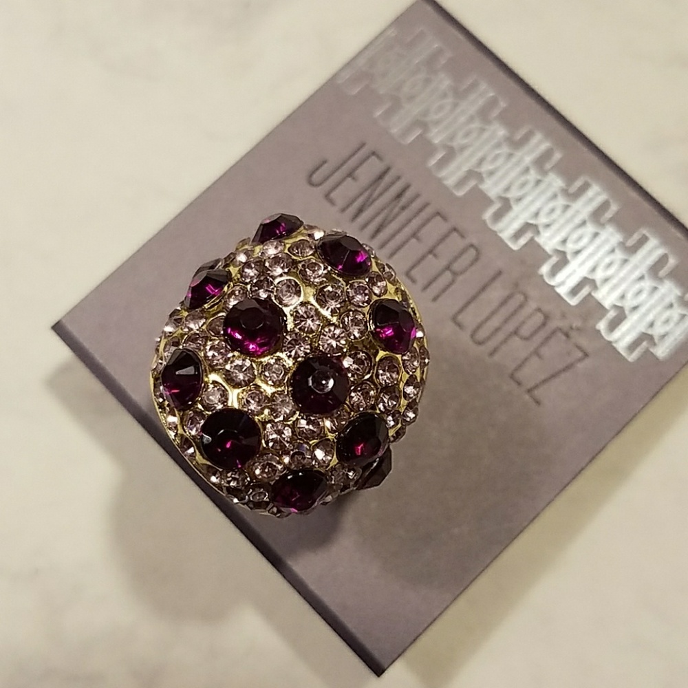 Jennifer Lopez Simulated Purple Crystals Dome Ring