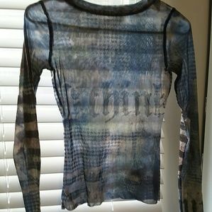 Sheer long sleeve top printed