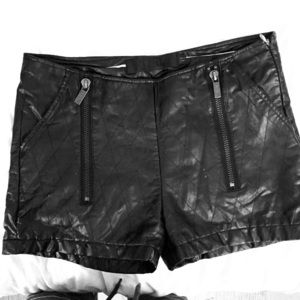 KARL Faux Leather Quilted Moto Shorts