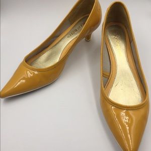 Restricted Yellow Pointed Toe Kitten Heel