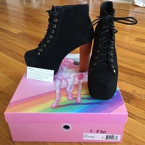 Jeffrey Campbell black suede "Lita" booties