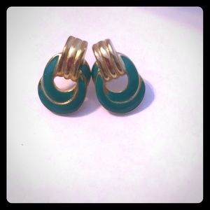 Gold & Teal Earrings