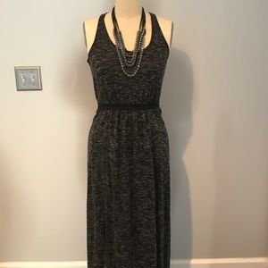 Daytrip heathered black racerback maxi dress