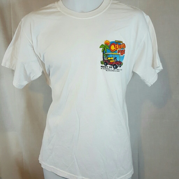 Golf cart beach art white large tshirt - Picture 2 of 2