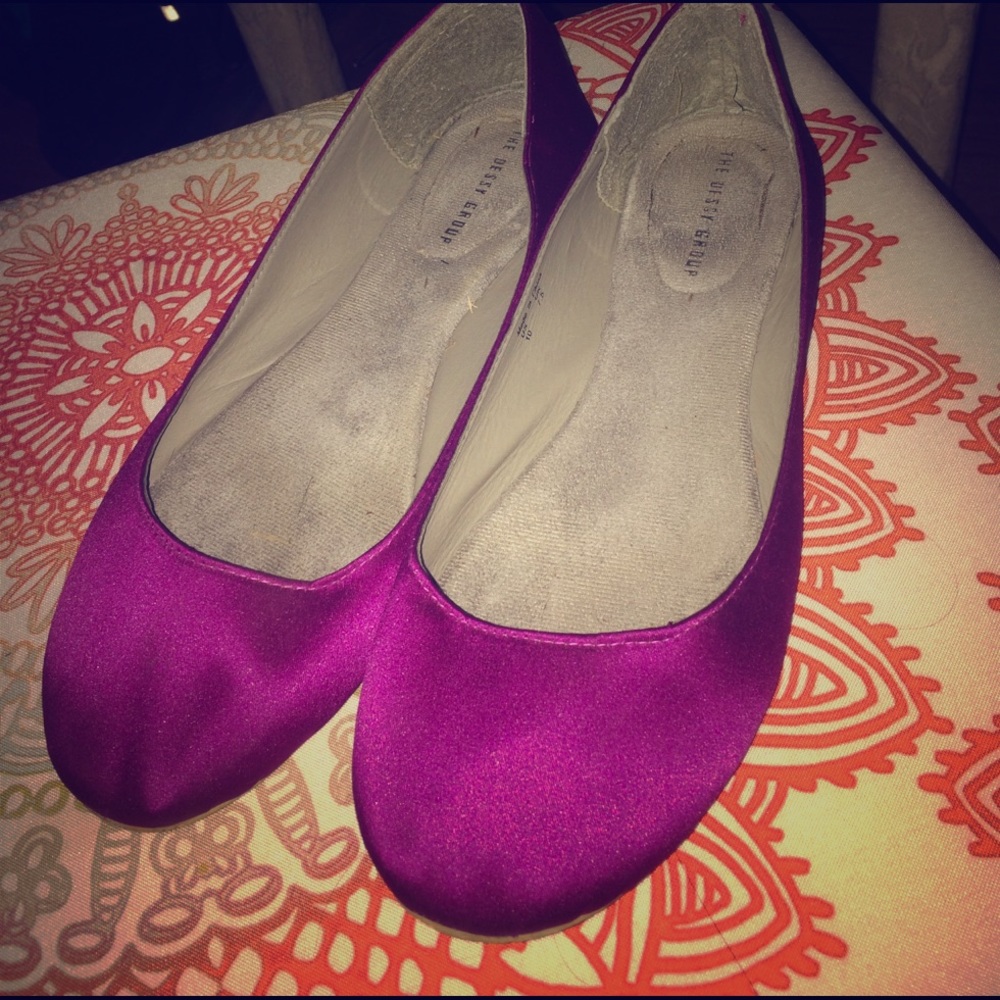 Purple Satin Flats