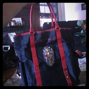 Black And Red Ed  Hardy Tote PAYPAL ACCEPTED