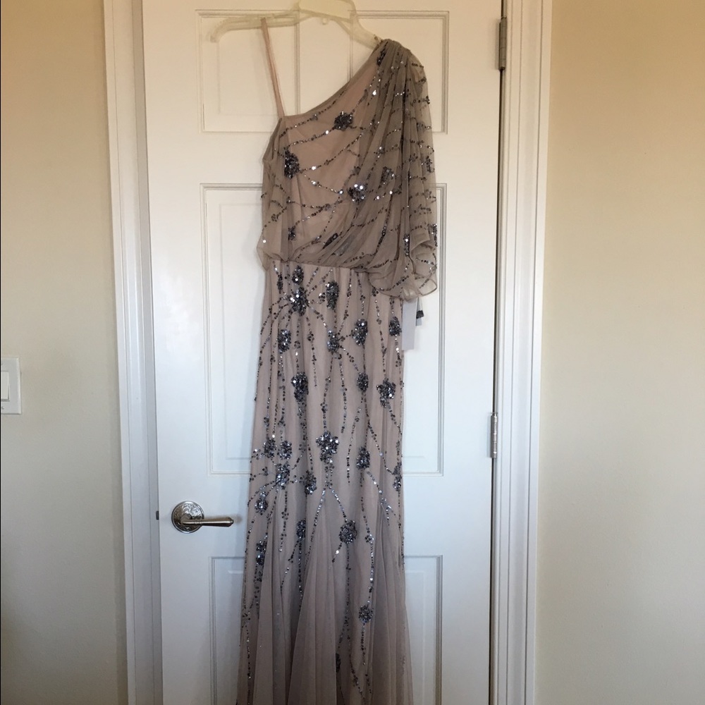 Adriana Papell Blouson One Shoulder Dress Size 8