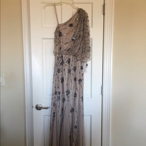 Adriana Papell Blouson One Shoulder Dress Size 8