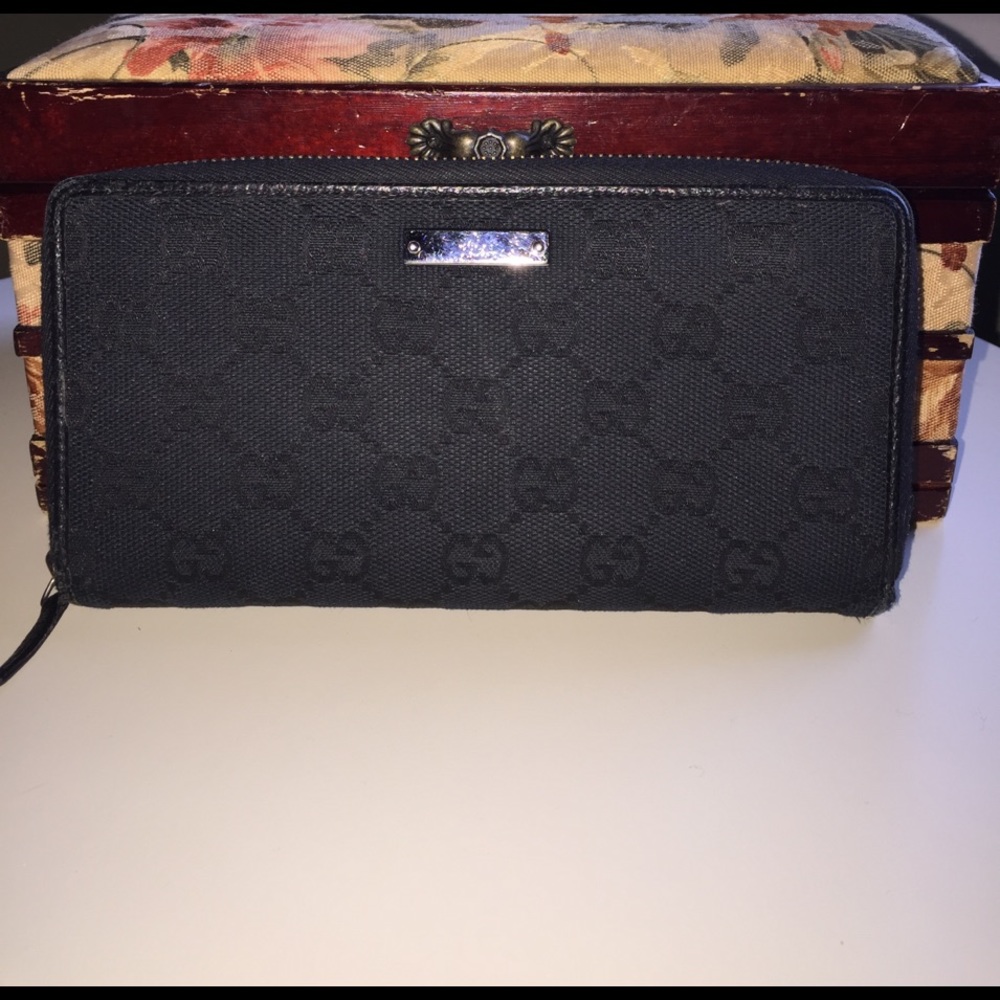 Gucci Monogram Canvas zip around wallet