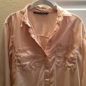 Zara Blush Button Down Shirt XS