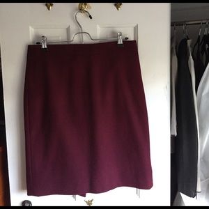 J. Crew Burgundy Wool Pencil Skirt (Size 6)