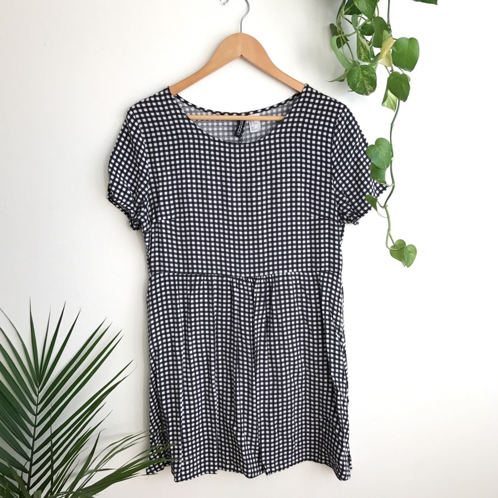 Checkered babydoll dress