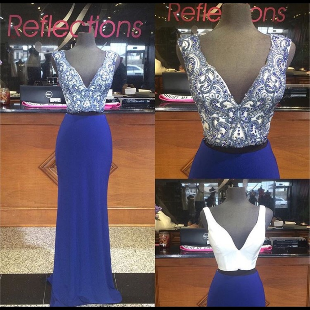 Two piece blue prom dress