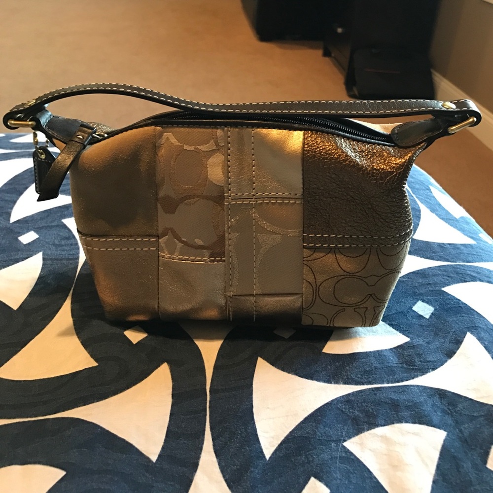 Brown, tan and bronze Coach patchwork purse!