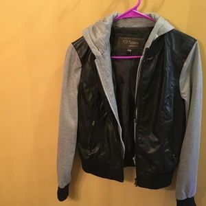 Faux leather and cotton jacket