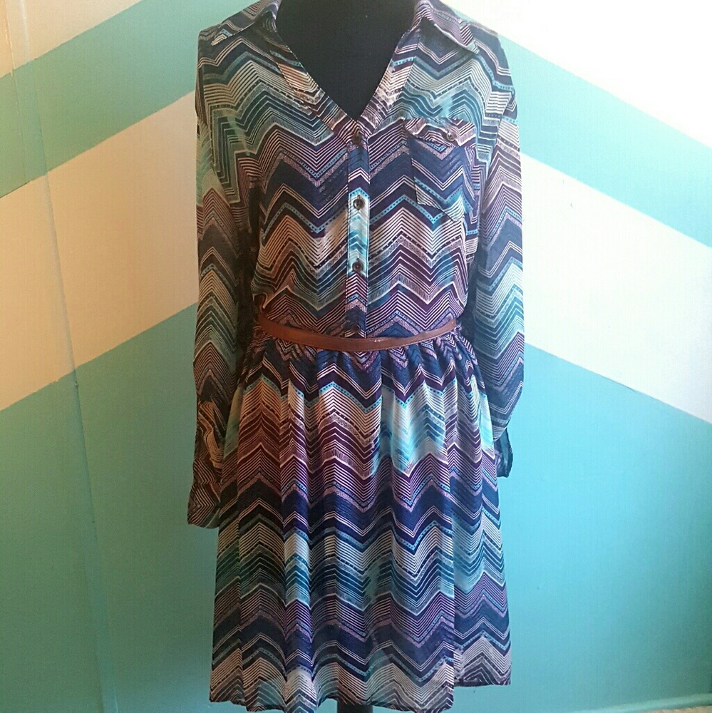 Purple and blue chevron dress