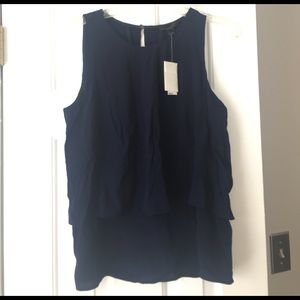 NWT J. Crew tiered navy blouse