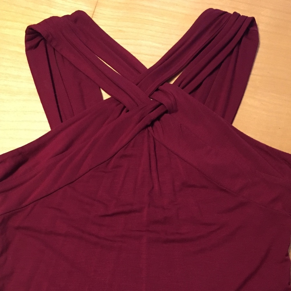 The Limited crimson bodycon cross shoulder top