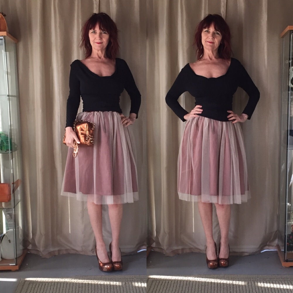 NWT IVORY TULLE SKIRT WITH COPPER LINING
