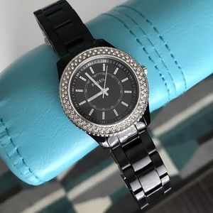 Fossil black watch with rhinestones