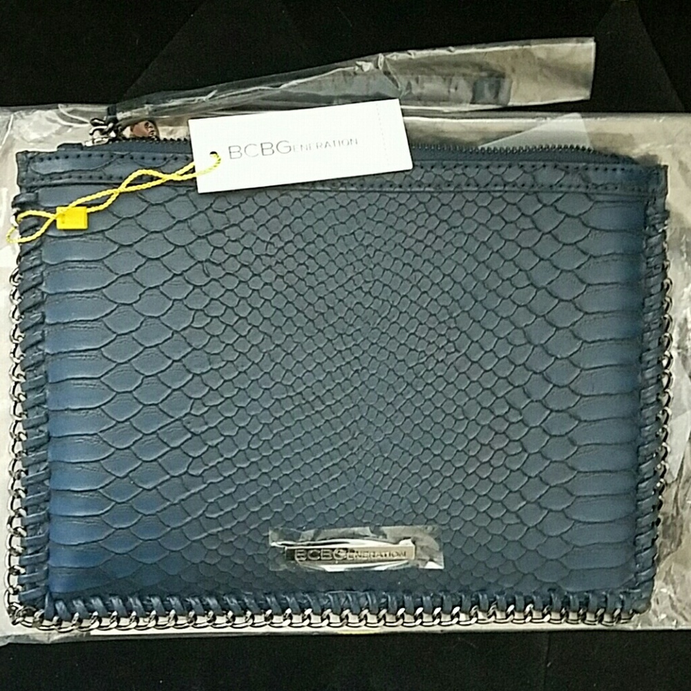 BCBGENERATION  Midnight Blue Chain Edge Clutch