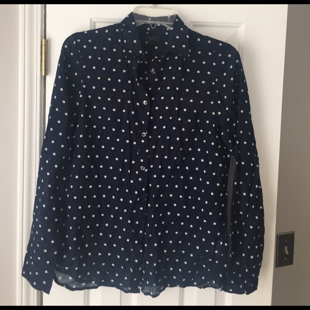 J. Crew Navy Polka Dot Button down