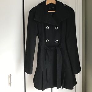 Calvin Klein pleated peacoat style winter coat