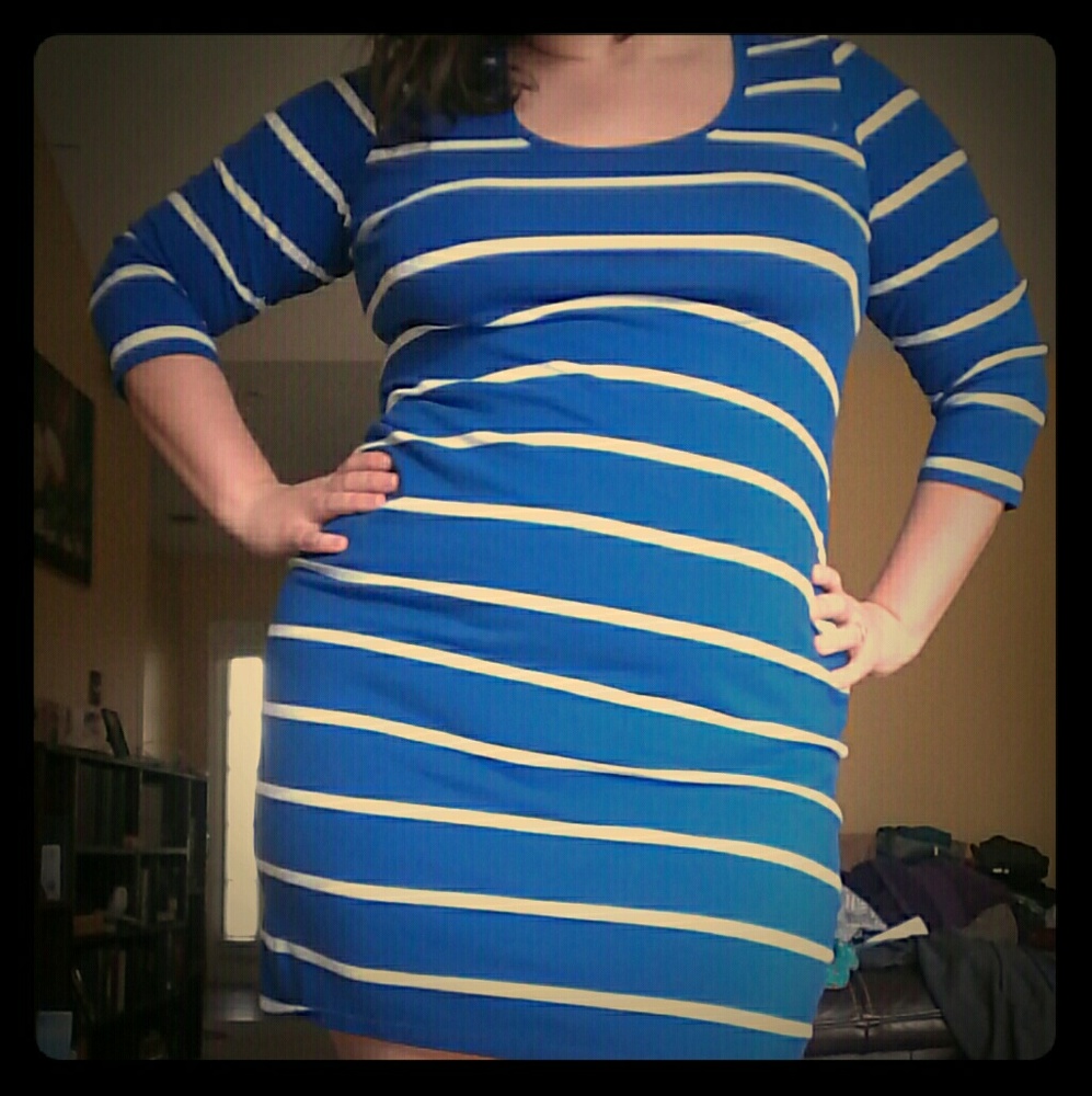 Royal Blue striped Maternity dress