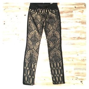 7 for all Mankind Gold Brocade/Black Jeans