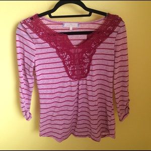 Crimson/ Dark Pink Lace Top