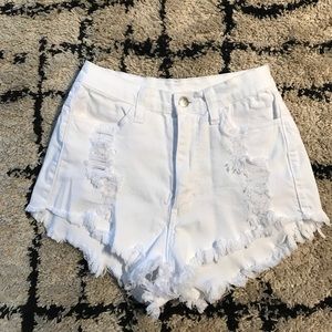 High waisted denim shorts