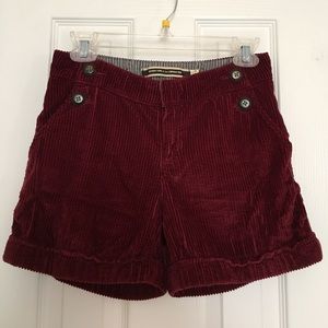 Anthropologie Burgundy Corduroy Shorts
