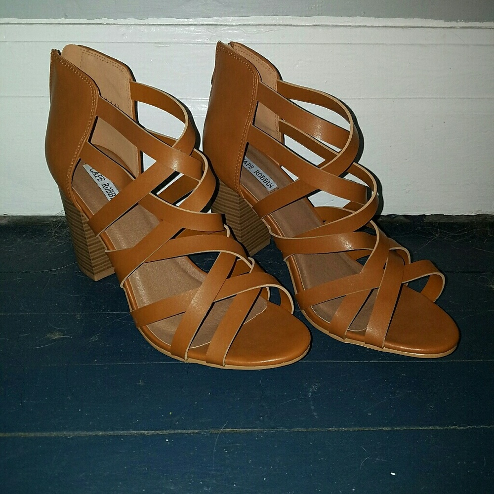 Beige heeled sandals