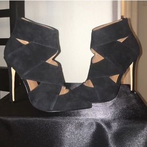 Black Suede Crisscross Bootie