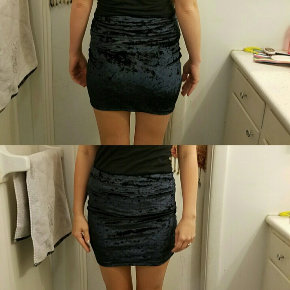 Dresses & Skirts - Dark blue velvet mini skirt