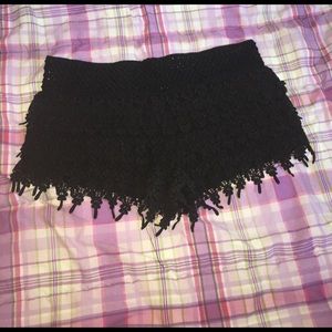 Black crochet shorts