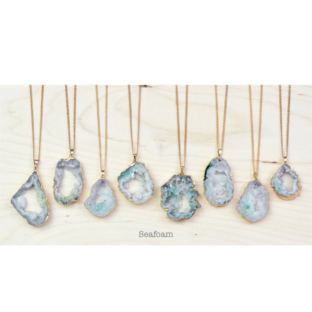 Seafoam Green Geode Necklace