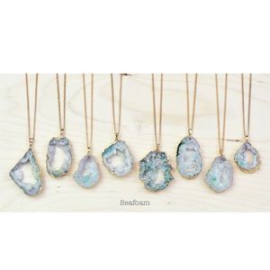 Seafoam Green Geode Necklace