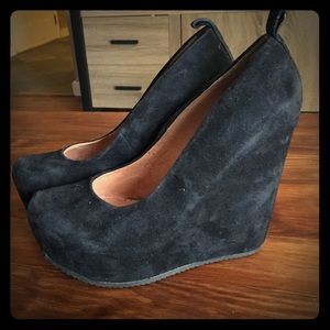 Black Suede platform wedges